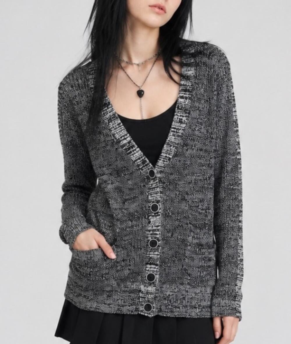 Vintage Wet Seal cardigan button up knit sweater Y2K goth grunge dark academia S